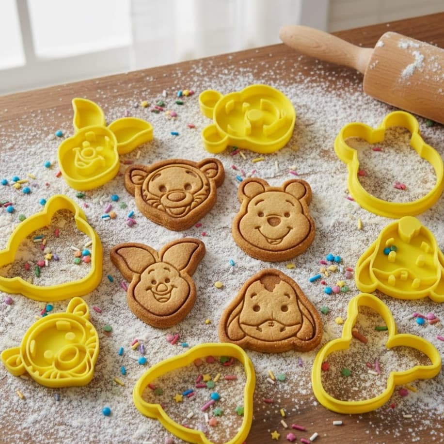 Cortador de Biscoitos / Massinha / Biscuit Ursinho Pooh, Leitão, Tigrão e Bisonho