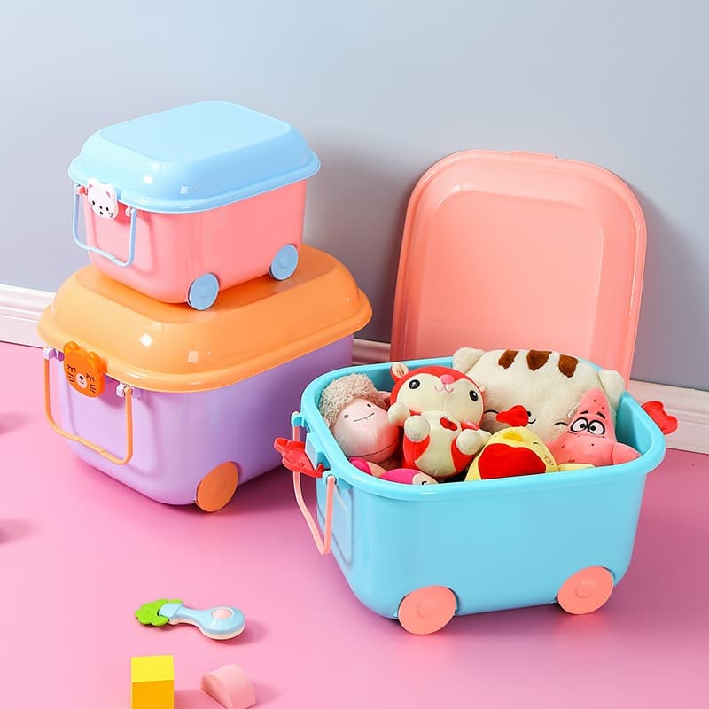 Carrinho Organizador Multifuncional Grande para Brinquedos com Alça e Rodinhas