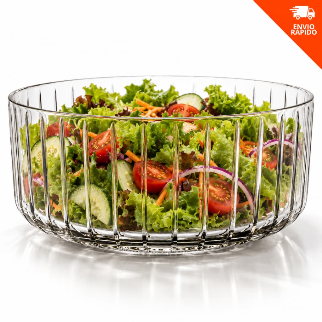Tigela Saladeira de Vidro 1,8L Rosewood Grande Transparente para Saladas Frutas Sobremesas e Mesa Posta