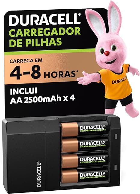 Duracell Carregador de Pilhas Recarregáveis AA e AAA Com 4 Pilhas AA Inclusas – Bivolt